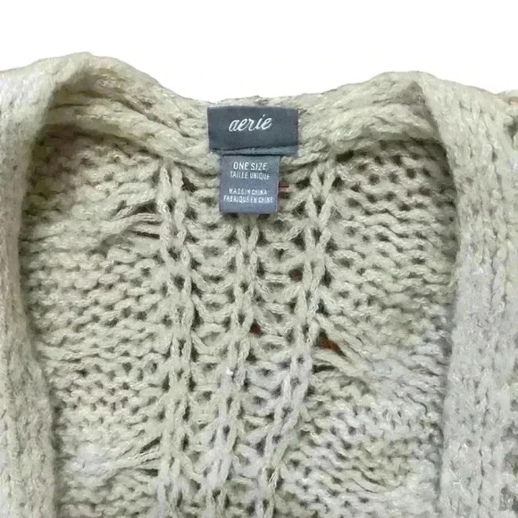 Aerie Mohair Blend Cable Knit Open Front Cardigan Short Sleeve Boho O/S Travel - Picture 7 of 9